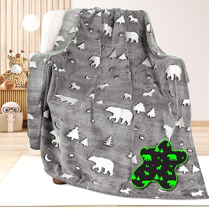 Bear Gifts Toys for Kids Boys Baby-Glow in The Dark Blanket Bear Presents for Birthday Bear Decor Age 12 3 4 5 6 7 8 9 10 Years Old Toddler