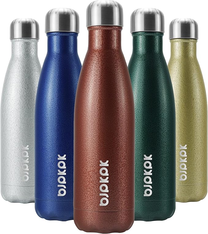 BJPKPK Insulated Water Bottles 17oz, Leak Proof Stainless Steel Water Bottle Keeps Cold for 24H and Hot for 12H, BPA Free Water Bottle,Brick Red