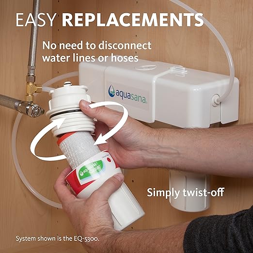 Aquasana Replacement Filter Cartridges for 2-Stage Under Sink Water Filtration System - Filters 99% Of Chlorine - 2 Count - AQ-5200R, Red and Yellow