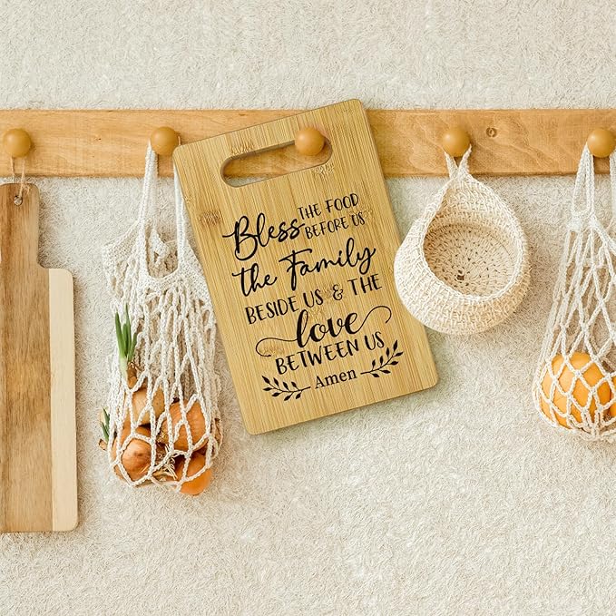 Bless the Food Before Us Cutting Boards for Kitchen, House Warming Gifts, Christian Religious Bamboo Cutting Board, Christian Decorative Cutting Boards for Kitchen, Bible Verse Gifts for Women