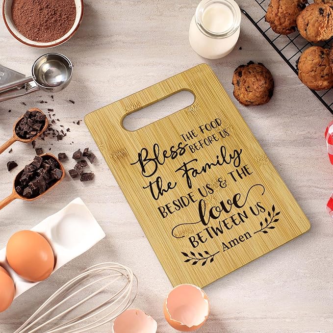 Bless the Food Before Us Cutting Boards for Kitchen, House Warming Gifts, Christian Religious Bamboo Cutting Board, Christian Decorative Cutting Boards for Kitchen, Bible Verse Gifts for Women