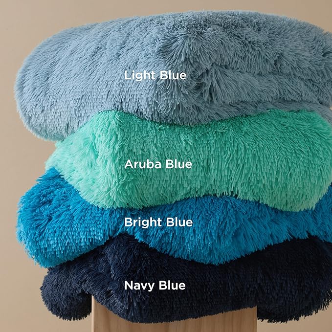 Bedsure GentleSoft Fluffy Light Blue Blankets Queen Size for Bed, Thick Sherpa Faux Fur Fleece Fuzzy Plush Winter Warm Soft Full Queen Blankets, Bedroom Decor Blue Cozy Gifts for Women Men, 90x90