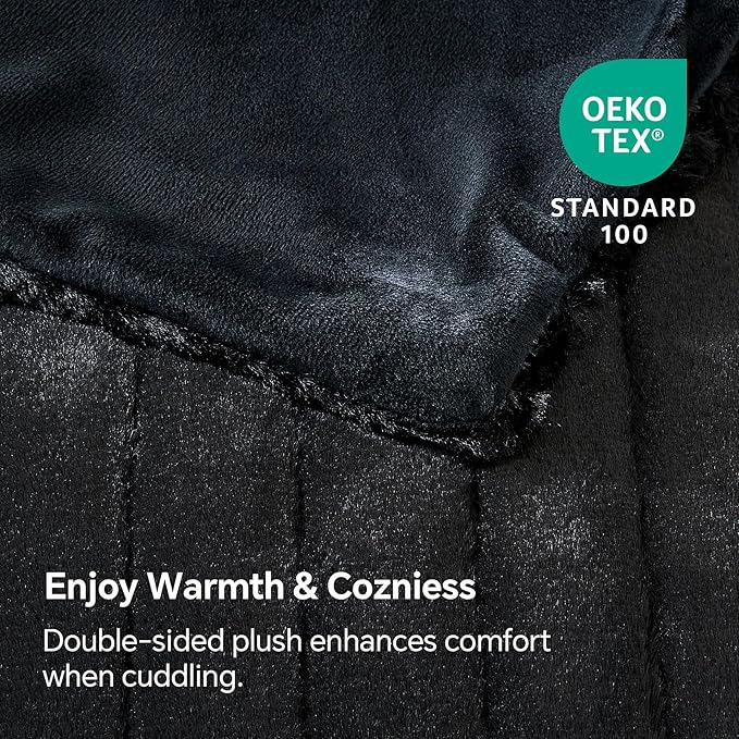 BEDELITE Faux Fur Throw Blanket for Couch, Soft and Cozy 3D Ribbed Fluffy Blanket, Thick Warm Plush Fuzzy Faux Rabbit Fur Blanket for Women Gift (Black, 60"x 80")