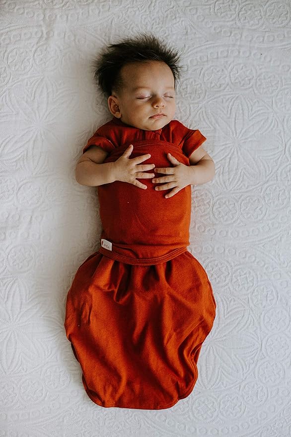 2-Way Transition Short Sleeve Swaddle Blanket Wrap for Babies 3-6 Months - Rust, Sand, Moss | Legs in & Out Design | Stage 2 Sleep - 12-18 lbs