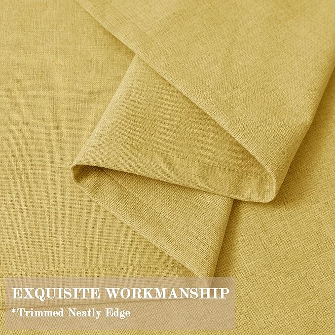 100% Blackout Linen Textured Drapes for Bedroom Pinch Pleated Curtains for Track System Portable Drapery for Sliding Glass Door/Storage/Space Room Divider, 70" Wx96 L, 1 PC, Yellow