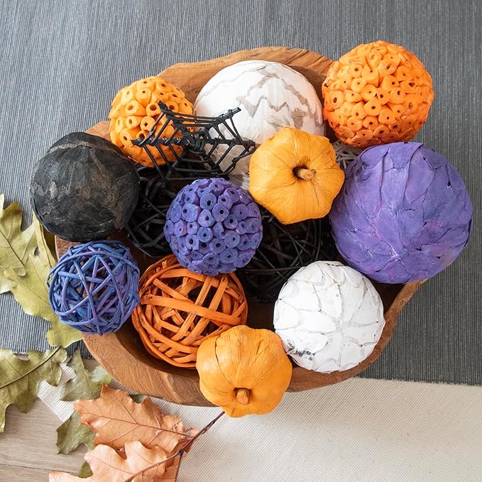 ANDALUCA Large Decorative Halloween Fall Vase Filler Bag with Orbs, Balls (Purple Orange)