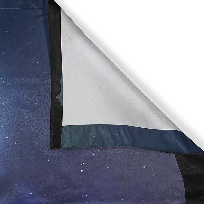 Ambesonne Night Kitchen Curtains, Milky Way Inspired Nebula Cluster Galaxy Cosmos Constellation, Window Drapes 2 Panel Set for Kitchen Cafe Decor, 55" x 39", Blue Black
