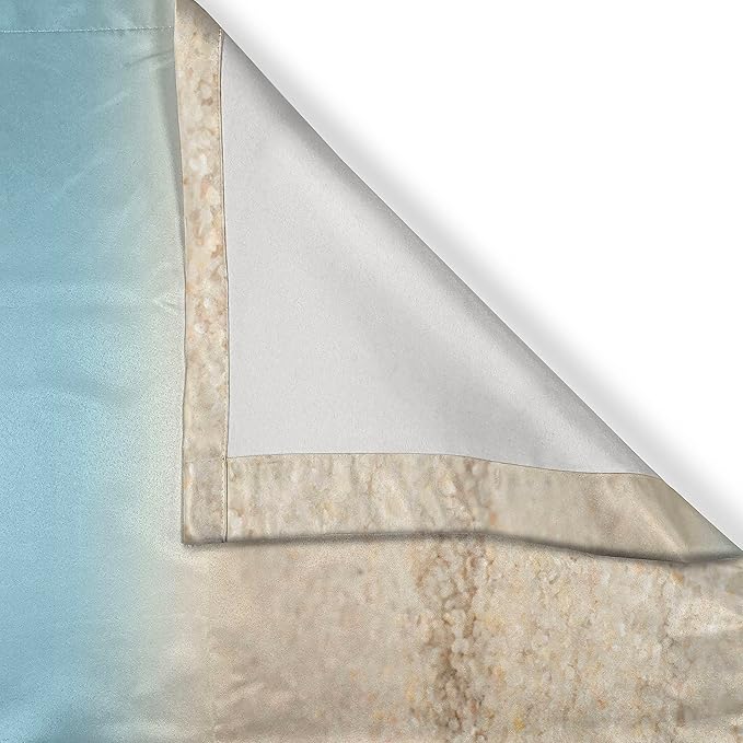 Ambesonne Starfish Long Kitchen Curtains, Scallop Seashell and Starfish Close up Sandy Beach Idyllic Ocean Backdrop Design, Two Panels Drapes with Rod Pocket Room Decor, 55" x 45", Earth Yellow