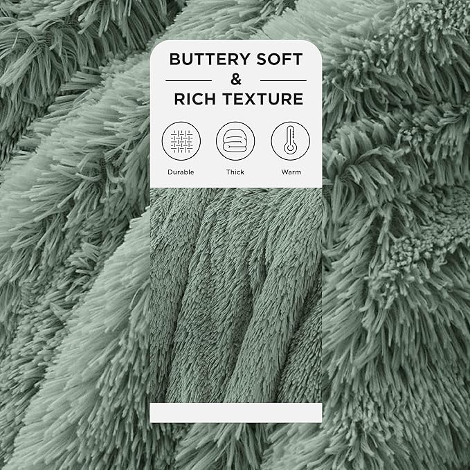 Bedsure GentleSoft Fuzzy Sherpa Faux Fur Twin Blanket Sage Green Cozy Gifts for Women Men, Soft Fleece Plush Warm Minky Thick Blanket Twin Size for Bed, Dorm Essentials Sage Room Decor Gifts, 60x80