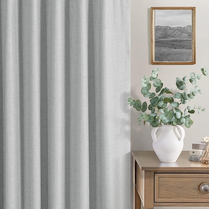 45 Inch Length Kitchen Blackout Curtains Set of 2 Back Tab Pleated Room Darkening Short Small Curtains for Bathroom Kids Room Nursery Bedroom 52x45 in Long Light Grey Gray Black Out Neutral Cottage