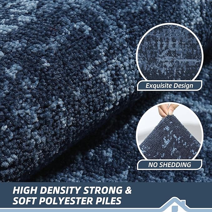 BEQHAUSE Dirt Trapper Door Mat 24"x36" Non-Slip Door Mats Washable Entryway Rugs Stain Resistant Doormat Absorbent Welcome Floor Mat for Front Back Door, Muddy Wet Shoes & Paws,Blue