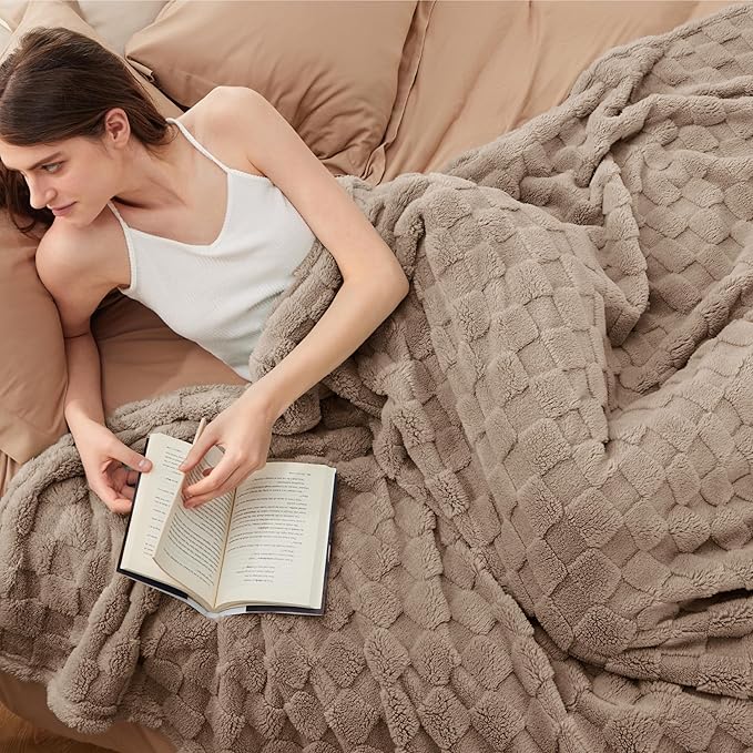 Bedsure GentleSoft Blankets Queen Size for Bed - Super Soft Cozy Blanket for Women Men Girls, Large Fuzzy Fleece Throw for Bedroom Decor, Light Taupe, 90x90 Inches