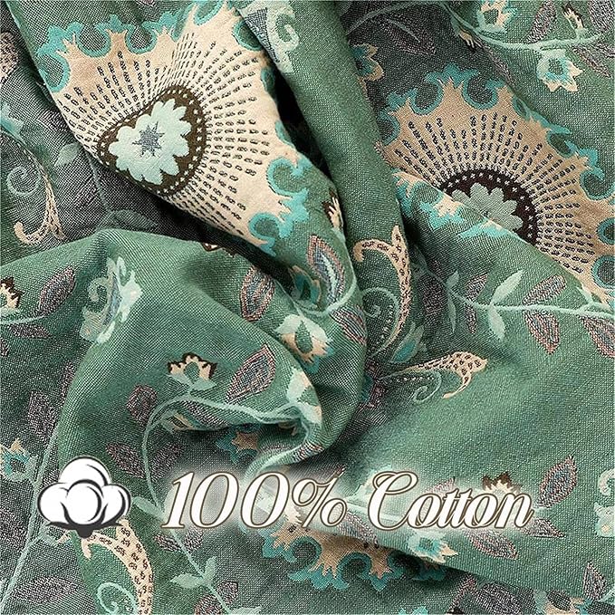 Boho Throw Blanket for Chair Couch Bed 90''x 98'', 100% Cotton Quilt Floral Mexican Blanket Muslin Gauze Blankets Super Soft Lightweight Versatile KnitWoven Bed Blanket for Home Decor