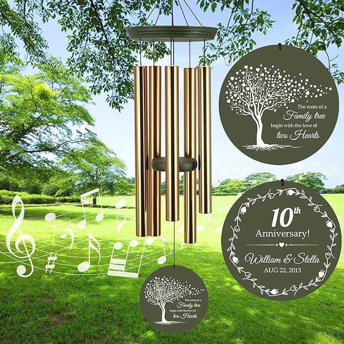 ASTARIN Tree of Life Wind Chimes, Personalized Wind Chimes for 50th Anniversary for Parents Couple, Romantic Idea for Mom Dad Keepsake Gifts