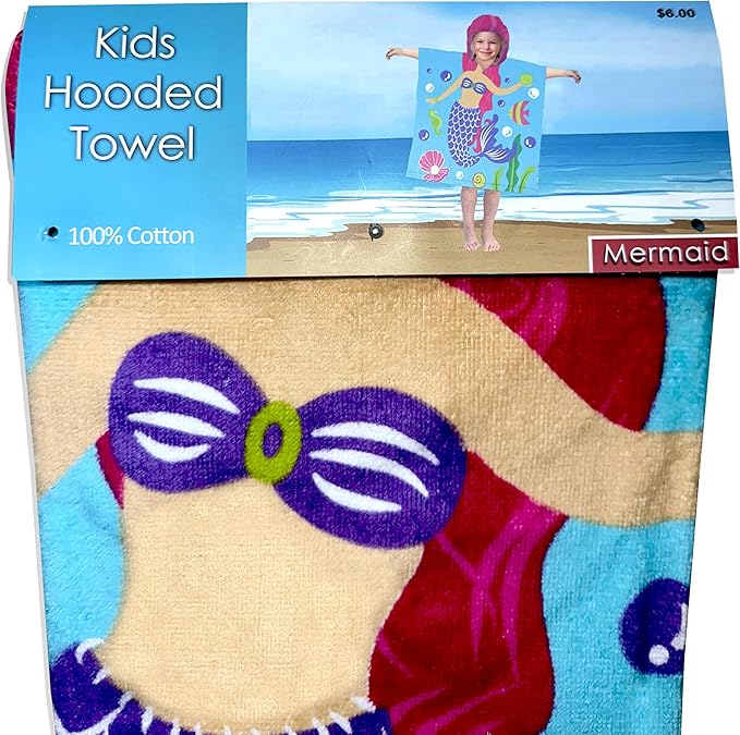 Ariel Body Cut Out Microfiber Hooded Poncho Girls Fast Absorbent Beach Towel