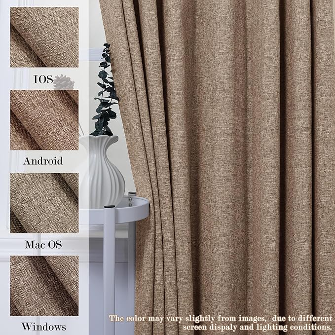 120" Wx108 L Linen Room Divider Drapes for Doorway/Glass Window/Sliding Door/Patio, Extra Wide Pinch Pleated Full Blackout Curtains for Girls Boys Teen Kids Room, 1 Panel, Taupe
