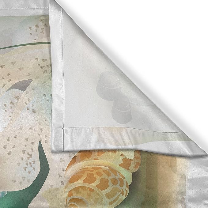 Ambesonne Turtle Long Kitchen Curtains, Ocean Life Illustration Aquarium Tropical Animals Goldfishes and Seashells, Two Panels Drapes with Rod Pocket Room Decor, 55" x 45", Teal Orange