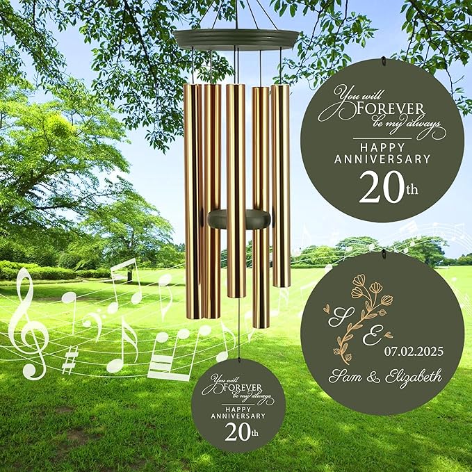 ASTARIN 20th Tree of Life Wind Chimes, Personalized Wind Chimes for Cople Women Men, Couple Gifts for Keepsake, Deep Tone Windchime Romantic Gift
