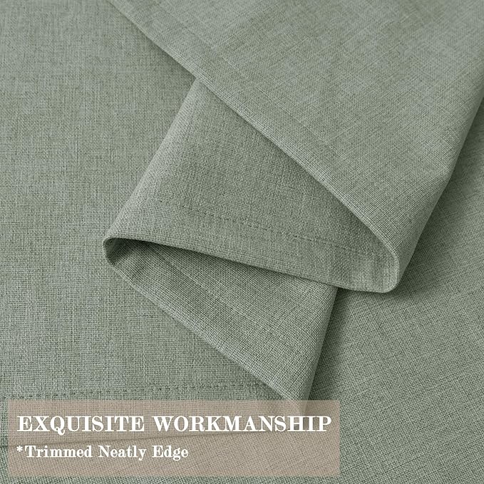 100% Blackout Linen Textured Drapes for Bedroom Pinch Pleated Curtains for Track System Portable Drapery for Sliding Glass Door/Storage/Space Room Divider, 70" Wx102 L, 1 PC, Fog Green