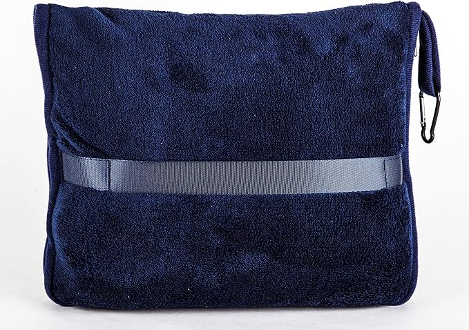 BlueHills Premium Soft 2-Pack Travel Blanket Pillows Airplane Large Plane Flight Throw Travel Blankets for Two in a Bag Compact Traveling Essentials Warm Travel Gifts Long Navy Blue T011