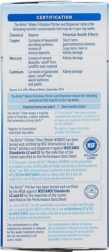 Brita Standard Water Filter, Standard Replacement Filters for Pitchers and Dispensers, BPA Free - 5 Count