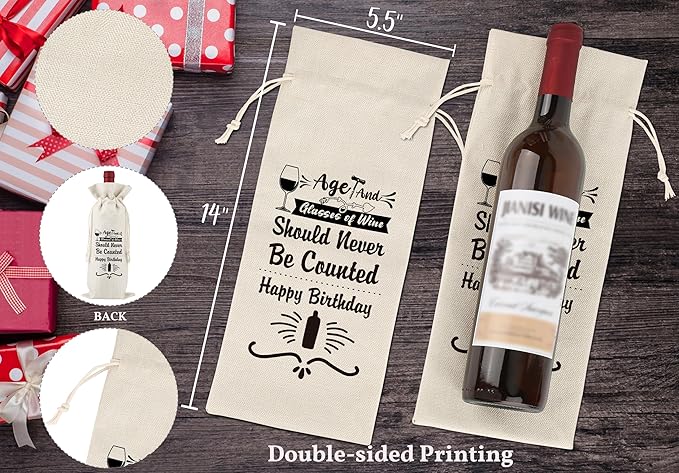 Birthday Wine Bag,Pairs Well With Happy Birthday,Gift Birthday Planning Gift,Gift Birthday Party,Birthday Decorations Wine Bag,Reusable Wine Bags With Drawstring,L14