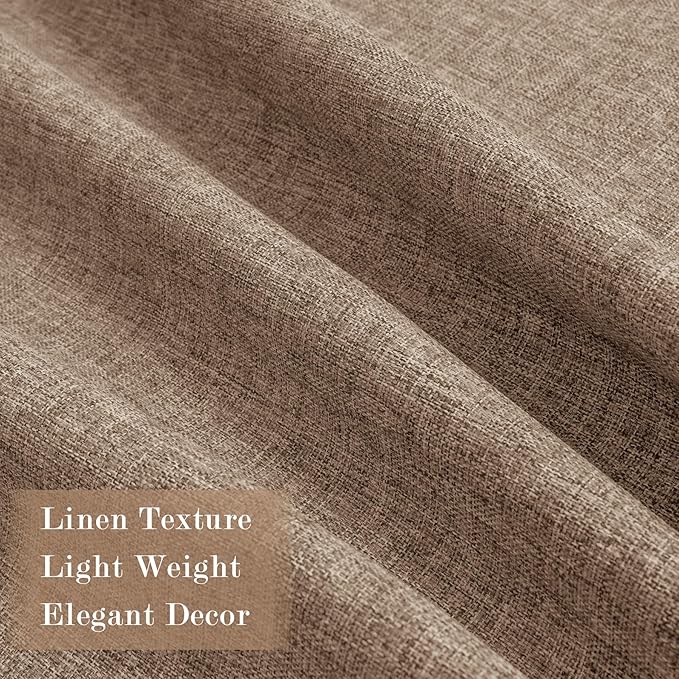 70" W x 108" L Faux Linen Room Divider Curtains, Full Blackout Pinch Pleated Drapes for Traverse Rod, Bedroom Divider Privacy Drapery with Hooks for Ceiling Track, 1 Panel, Taupe