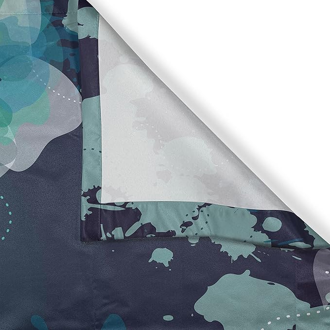 Ambesonne Navy Long Kitchen Curtains, Sketchy Abstract Blossoms Flowers with Leaves on Grunge Backdrop, Two Panels Drapes with Rod Pocket Room Decor, 55" x 45", Green Navy