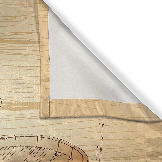 Ambesonne Wine Long Kitchen Curtains, Wooden Barrels and Bunch of Grapes on Wood Backdrop Botany Harvest Theme Artwork, Two Panels Drapes with Rod Pocket Room Decor, 55" x 45", Brown Peach