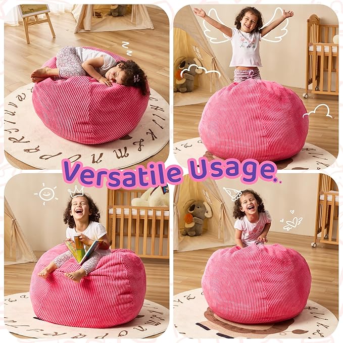 Bean Bag Chairs Teardrop Bean Bag Chair Beanbag Chair with Memory Foam Filled Machine Washable Cover for Living Room, Bedroom (Small,Pink)