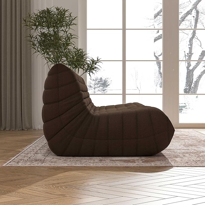 Big Bean Bag Chairs for Adults, 3 Seater Large Bean Bag Chair Sofa, Fireside Chair Lazy Sofa Chair with High Density Comfortable Foam, Modern Bean Bag for Living Room, Bedroom, Office (Coffee)
