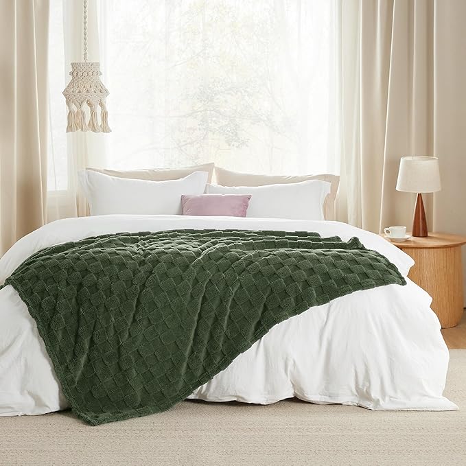 Bedsure GentleSoft Twin Blanket for Bed Bronze Green - Super Soft Cozy Blankets for Women Men Girls, Cute Fuzzy Fleece Throws for Bedroom Couch, 60x80 Inches