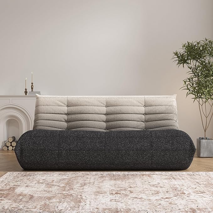 Bean Bag Chair, Oversized Fireside Chair Bean Bag Sofa Large Bean Bag Chair for Adults, 3 Seater Bean Bag Chairs for Teens with High Density Comfortable Foam, Bean Bag for Living Room(Black&White)