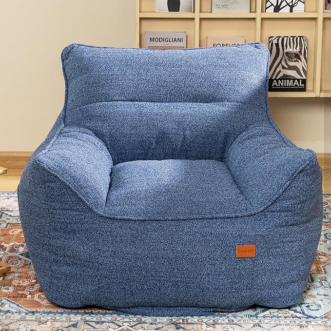 Bean Bag Chair with Filler, Bean Bag Sofa Chair with Tufted Soft Armrests Plush Lazy Sofa Comfy Chair,Large BeanBag Chair for Adults in Livingroom, Bedroom