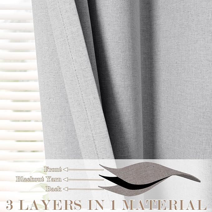 120" Wx108 L Linen Room Divider Drapes for Doorway/Glass Window/Sliding Door/Patio, Extra Wide Pinch Pleated Full Blackout Curtains for Girls Boys Teen Kids Room, 1 Panel, Silver Grey