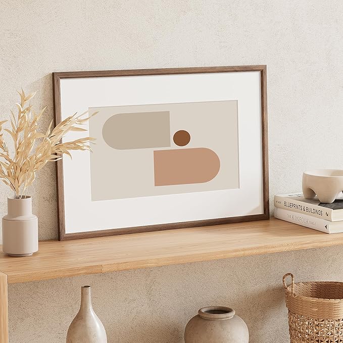 16x24 Poster Frame Set of 4 Natural Solid Walnut Photo Frames with 12x18 Removable Mat Wall Hanging Large Handcrafted Frame with HD Plexiglass Wall and Tabletop Display Large Picture Frame