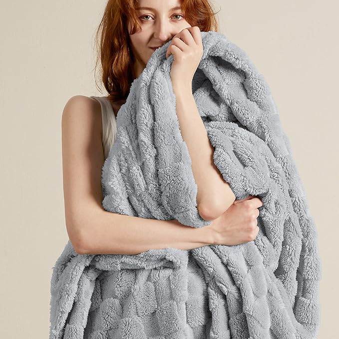 Bedsure GentleSoft Silver Grey Throw Blanket for Couch - Super Soft Cozy Blankets Gifts for Women Men Girls, Cute Small Fleece Throws for Bedroom Home Decor, 50x70 Inches