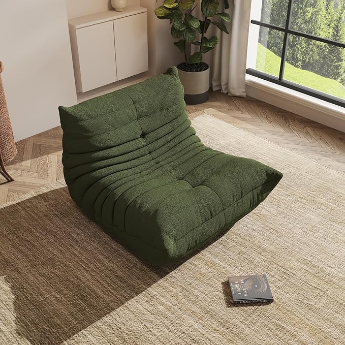 Bean Bag Chair, Oversized Bean Bag Chair for living Room, Fireside Chair for adults with Memory Foam Filled, Big Accent Sofa Lounge Floor Sofa for Gaming, Reading, Relax, No Assembly Required. (Green)
