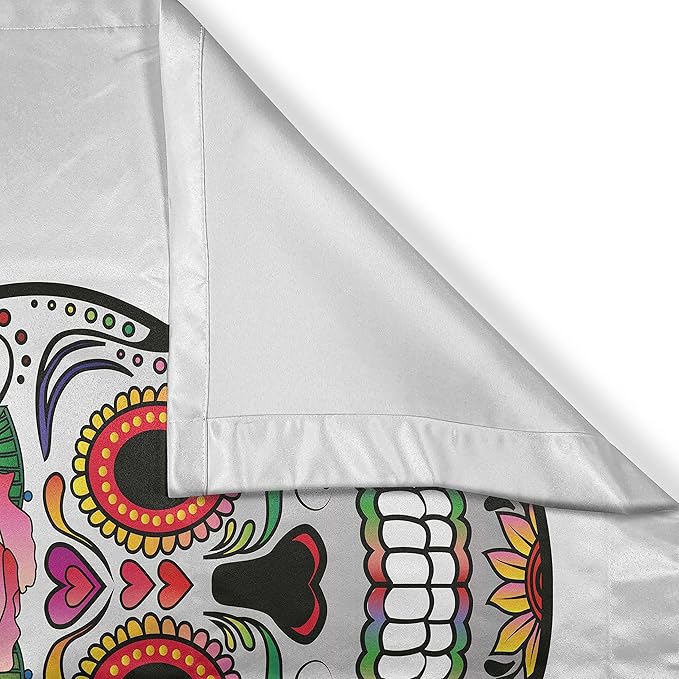 Ambesonne Sugar Skull Long Kitchen Curtains, Different Types of Skulls Rich and Colorful Ornaments Roses Border Carnival, Two Panels Drapes with Rod Pocket Room Decor, 55" x 45", Rainbow