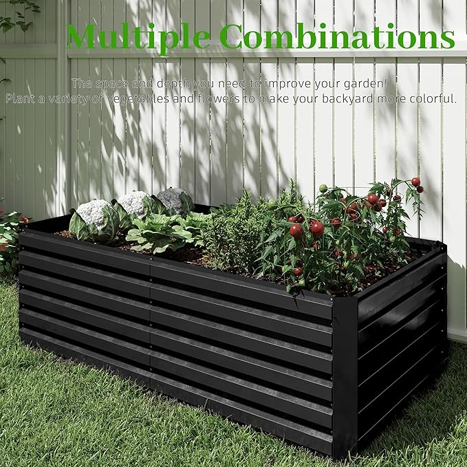 6x3x2 ft Raised Garden Bed, Large Metal Planter Raised Beds, Planters for Outdoor Plants for Vegetables, Flowers, Herbs, Fruits, and Succulents.(4 Pcs)