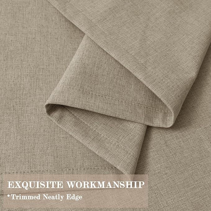 100" W x 96" L Faux Linen Room Divider Curtains, Full Blackout Pinch Pleated Drapes for Traverse Rod, Bedroom Divider Privacy Drapery with Hooks for Ceiling Track, 1 Panel, Light Khaki