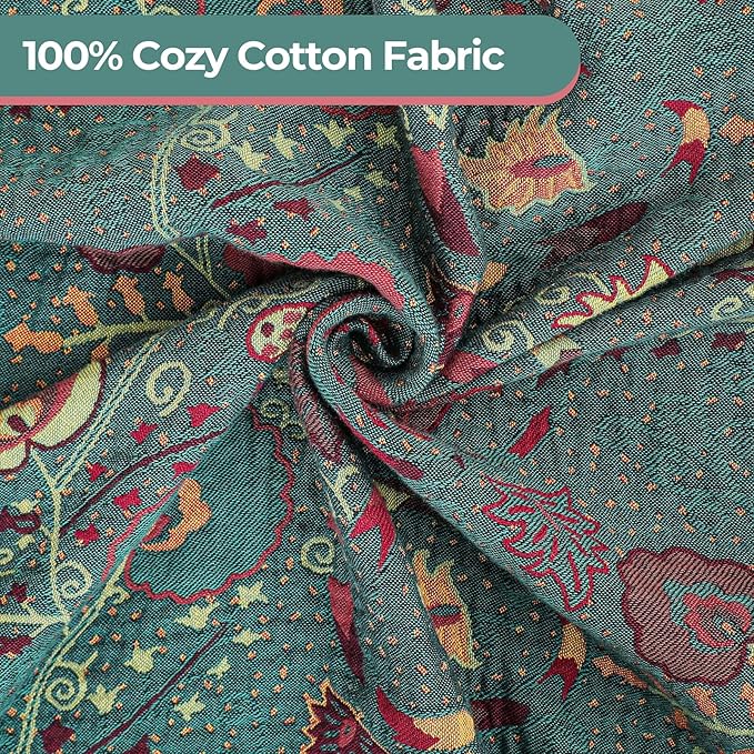 Boho Fall Throw Blanket for Bed，100% Ultra Cotton Soft Breathable Bed Throw Floral Printed Farmhouse Decor Rustic Bed Throws for Couch Sofa Quilt 80" x 90"