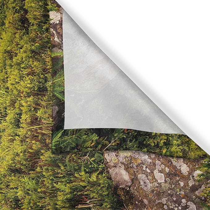 Ambesonne Mountain Kitchen Curtains, Small Tree Behind Boulders Hillside Grass Greenery Meadow Scenic Dramatic, Window Drapes 2 Panel Set for Kitchen Cafe Decor, 55" x 39", Mustard Green