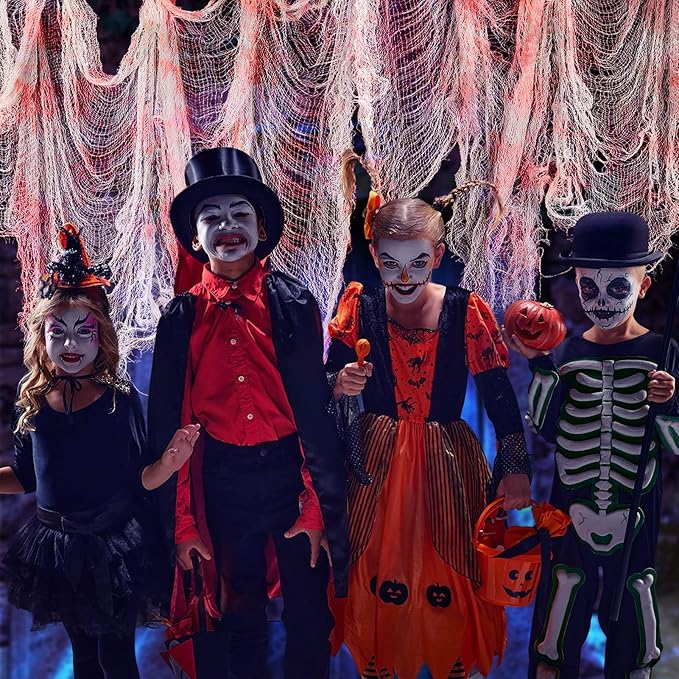 5Pcs Halloween Blood Red Creepy Cloth- Spooky Gauze Fabric Cloth for Haunted Horror House Halloween Party Doorway Outdoors Decoration (30" ×72")