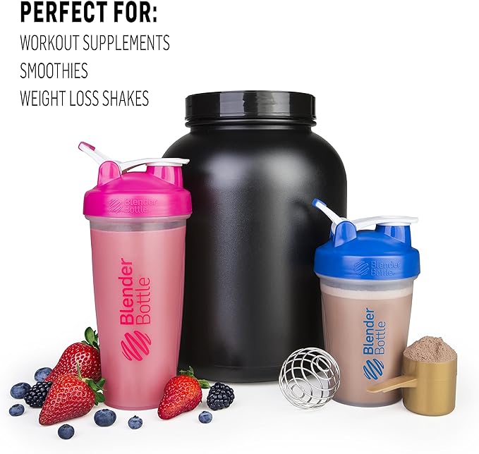 BlenderBottle Classic Shaker Bottle Perfect for Protein Shakes and Pre Workout, 20-Ounce, Pink