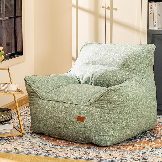 Bean Bag Chair with Filler, Bean Bag Sofa Chair with Tufted Soft Armrests Plush Lazy Sofa Comfy Chair,Large BeanBag Chair for Adults in Livingroom, Bedroom