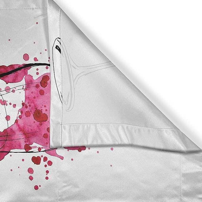 Ambesonne Wine Long Kitchen Curtains, Wine a Bit You Feel Better Inspirational Words Bottle Pouring Sketch Art, Two Panels Drapes with Rod Pocket Room Decor, 55" x 45", Coral Black