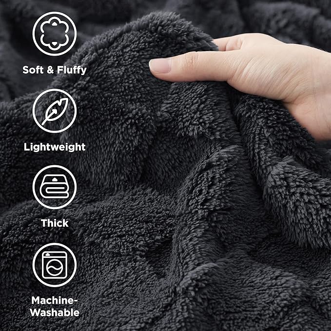 Bedsure GentleSoft Twin Blanket for Bed Dark Grey - Super Soft Cozy Blankets for Women Men Girls, Cute Fuzzy Fleece Throws for Bedroom Couch, 60x80 Inches