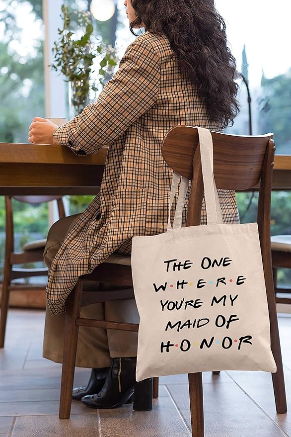 Bridesmaid Gift From Bride,The One Where You're My Maid of Honor,Bachelorette Party Gift,Wedding Gifts for Besties Friends Women,Friends TV Show,Reusable Grocery Bag Shoulder Bag Shopping Bag Tote Bag
