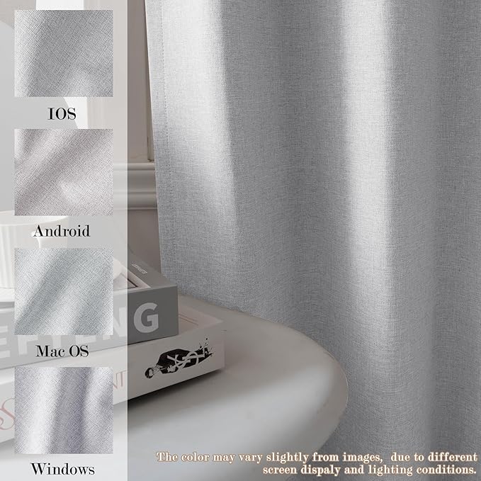 100% Blackout Linen Textured Drapes for Bedroom Pinch Pleated Curtains for Track System Portable Drapery for Sliding Glass Door/Storage/Space Room Divider, 70" Wx84 L, 1 PC, Silver Grey